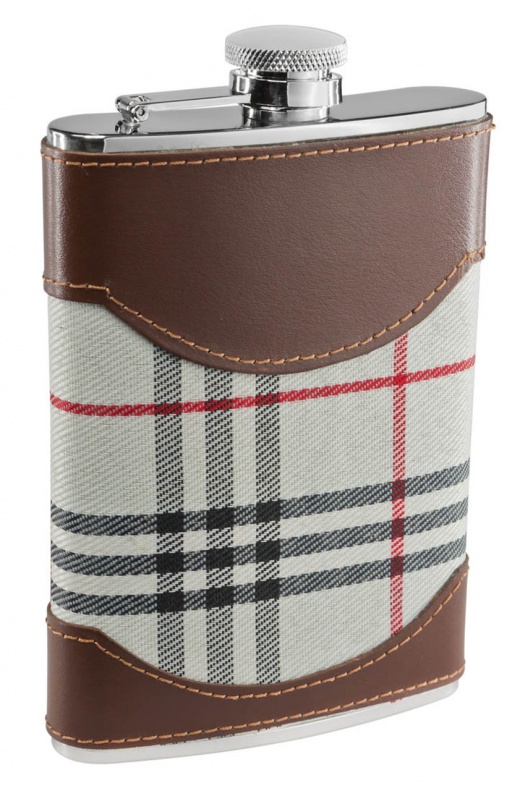 Visol Tobia Plaid and Leather Liquor Flask