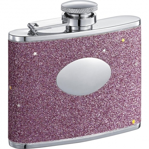 Visol Comet Glitter Stainless Steel 4Oz Hip Flask