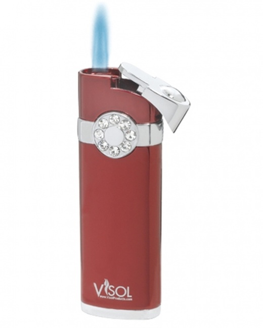 Visol Lydia Metallic Red Wind-Resistant Jet Flame Lighter