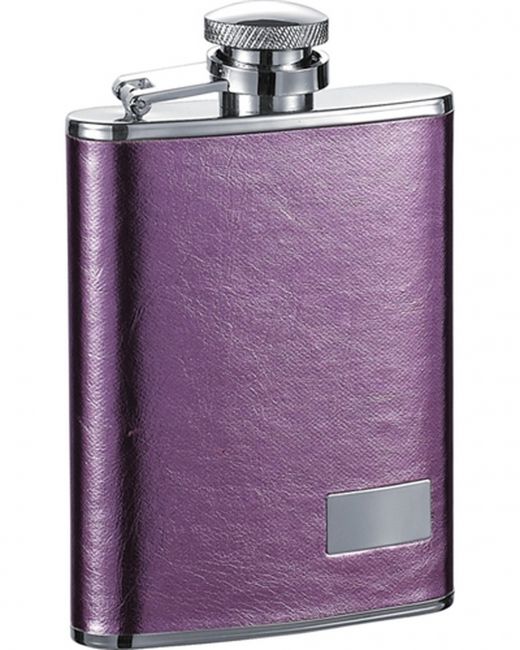 Visol Emma 3Oz Pink Leatherette Stainless Steel Hip Flask