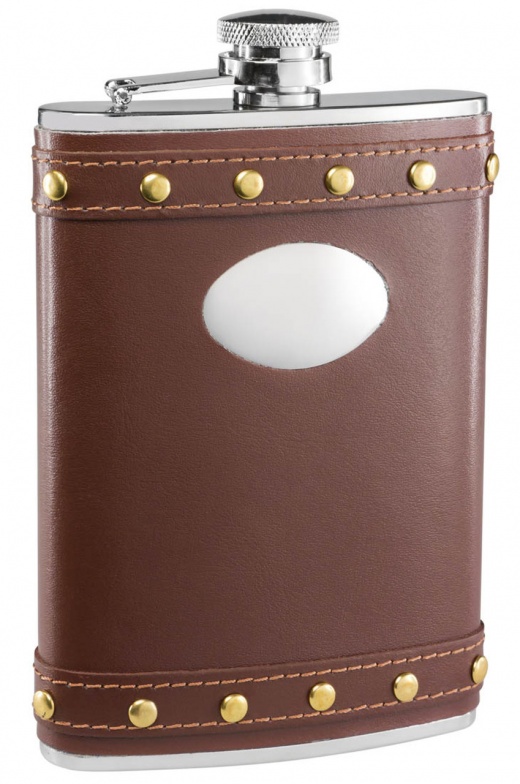 Visol Rocker Brown Leather Liquor Flask