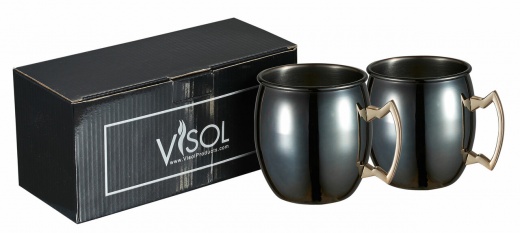 Visol Kremlin Gun Metal Finish Set Of 2 Moscow Mule Mugs With Engraving
