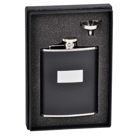 Visol Ontario Black Leather 6Oz Flask Gift Set