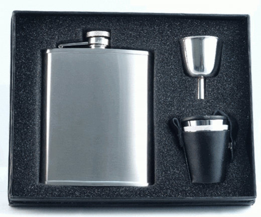 Visol Derek Silver Deluxe Hip Flask Gift Set