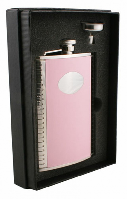 Visol Supermodel Pink Leather Hip Flask Gift Set