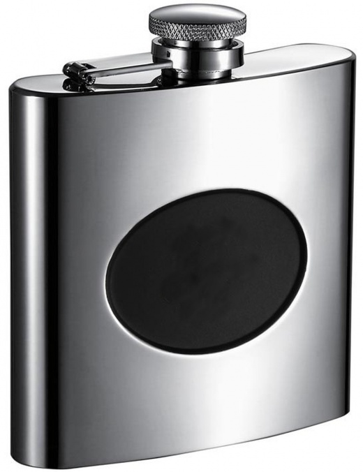 Visol Romare Polished Flask with Recessed Black Engraving Plate