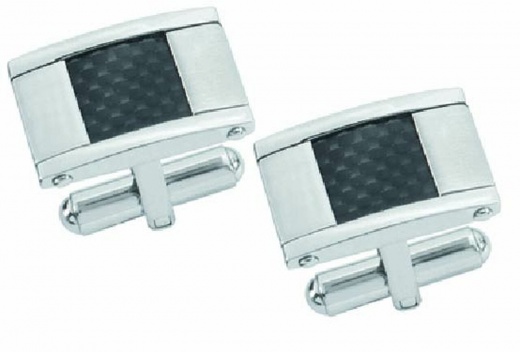 Visol Orion Carbon Fiber Brushed Stainless Steel Cufflinks