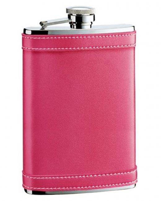 Visol Alexis Hot Pink Genuine Leather Hip Flask