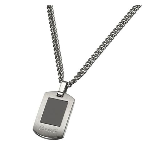 Caseti Turbo Stainless Steel And Black Onyx Pendant With Chain