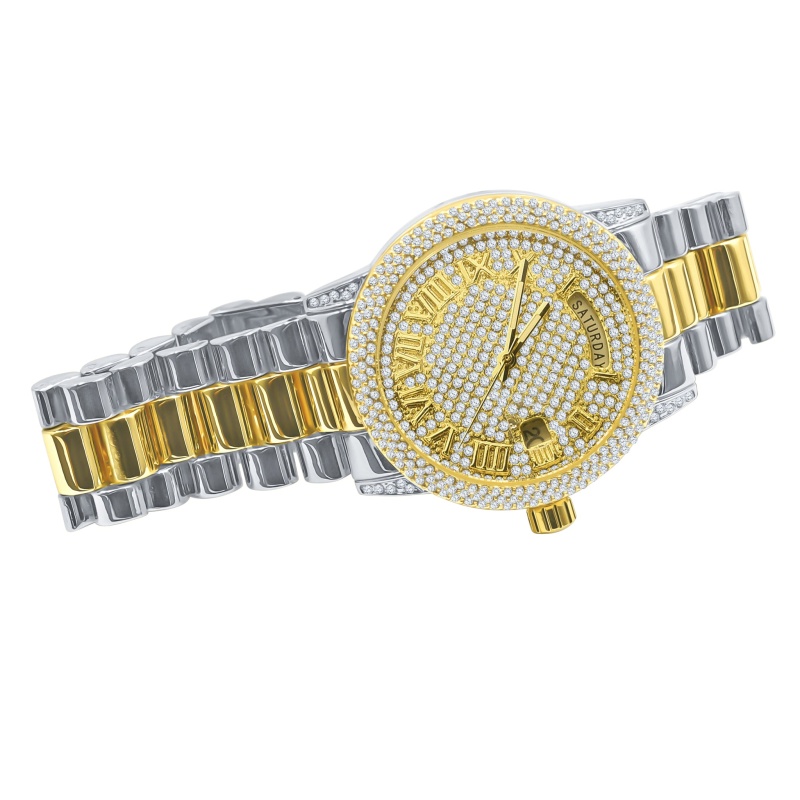 Flabbergasting Bling Metal Watch I Two Tone Gold
