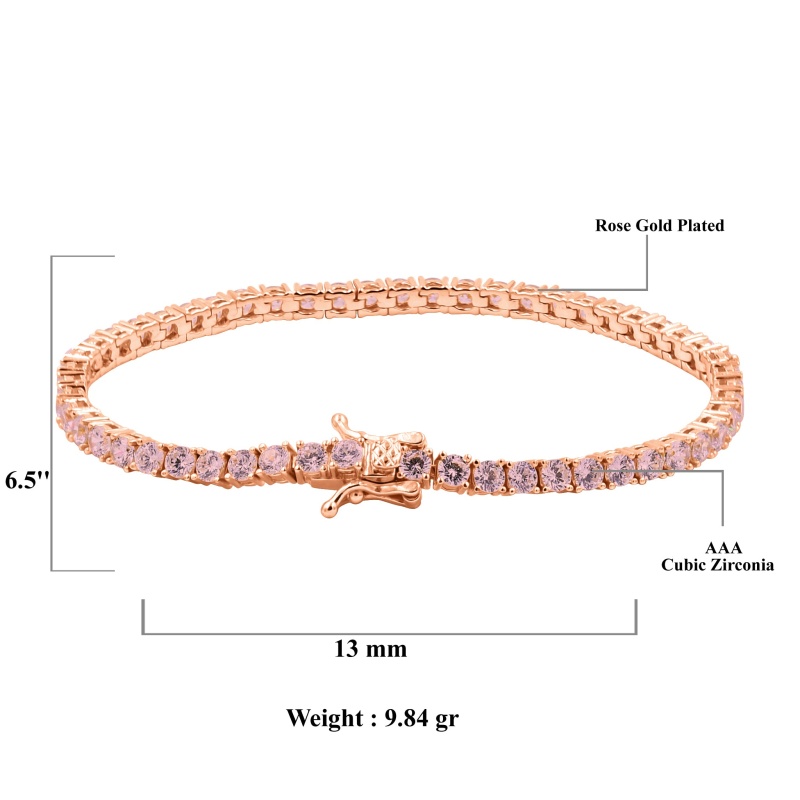 Nitens Steel Bracelet Cz I Rose Gold