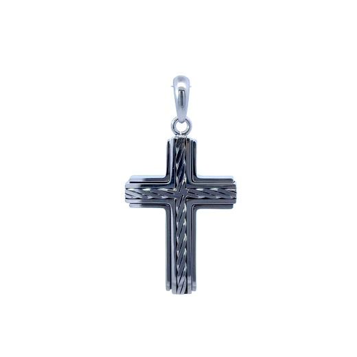 Virella Stainless Rhodium Steel Iced Out Pendant