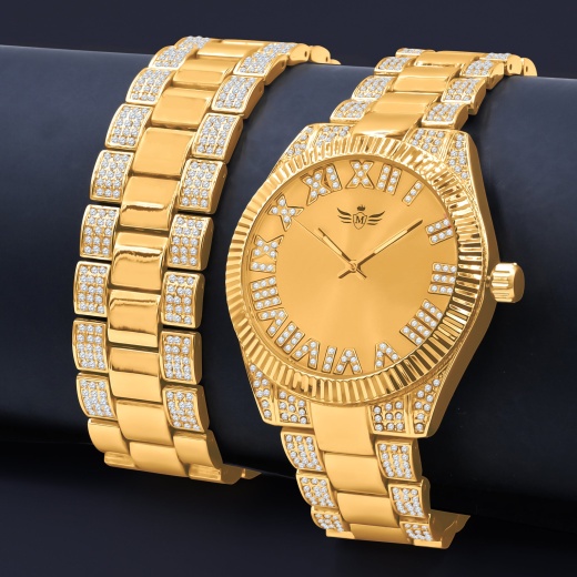 Conspicuous Watch Set - Luxury Timepiece with Crystal Design