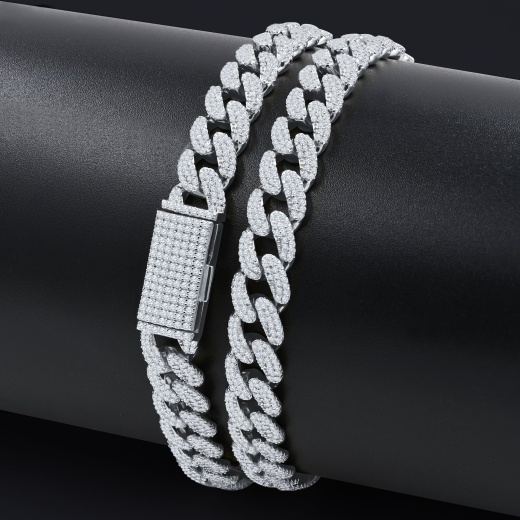 Mavin Silver Moissanite 10Mm Chain I 991561