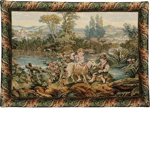 Children By The Lake Italian Wall Tapestry
