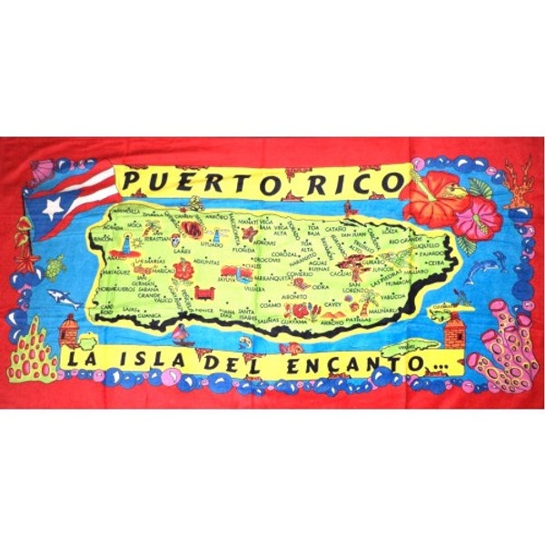 Towel Flag With Island Cities Red