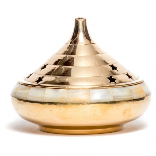 Temple Burner with Mother of Pearl Inlay, 4" diameter