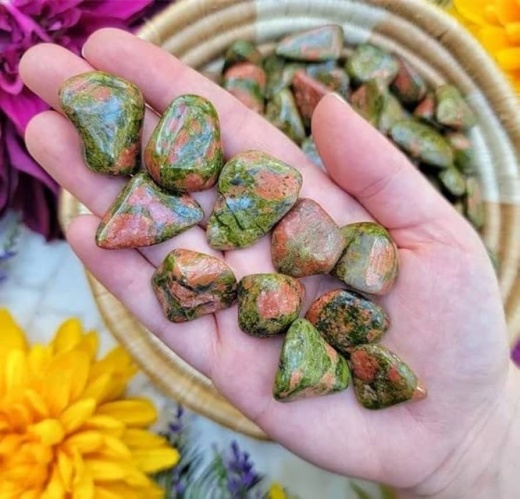 Tumbled Stone Unakite - 1 Pound (Approx. 24-32 Stones, 3/4 to 1 1/4 Inches)
