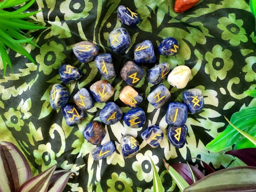 Set of 25 Sodalite Rune Stone with Bag