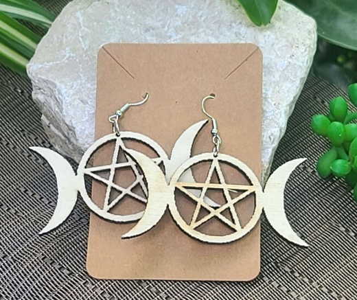 Wood Earring : Triple Moom