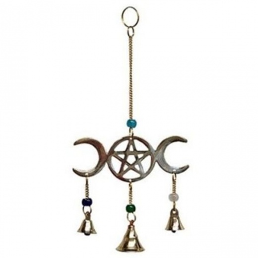 Triple Moon Brass Chime - 9"l
