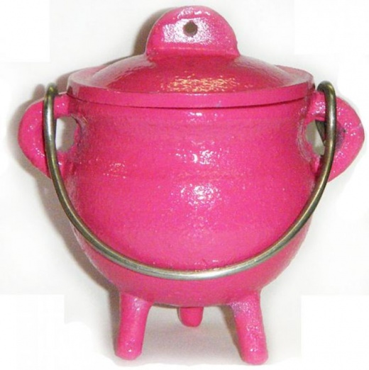 3.5" Cast Iron Cauldron in Pink