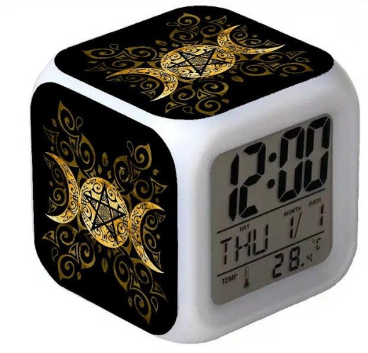 Digital Alarm Clock : Gold Triple Moon