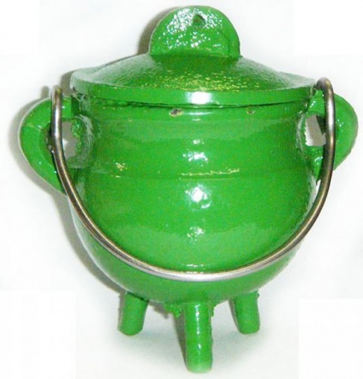3.5" Cast Iron Cauldron : Green