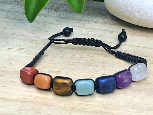 Seven Chakra Square Stones Bracelet