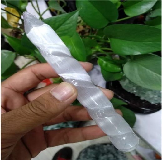 Polished Selenite Twisted-Spiral Wand (5-6 Inches)