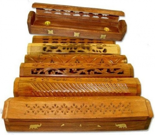 Assorted Coffin Style Incense Burner - Handcrafted Wooden Burner from India