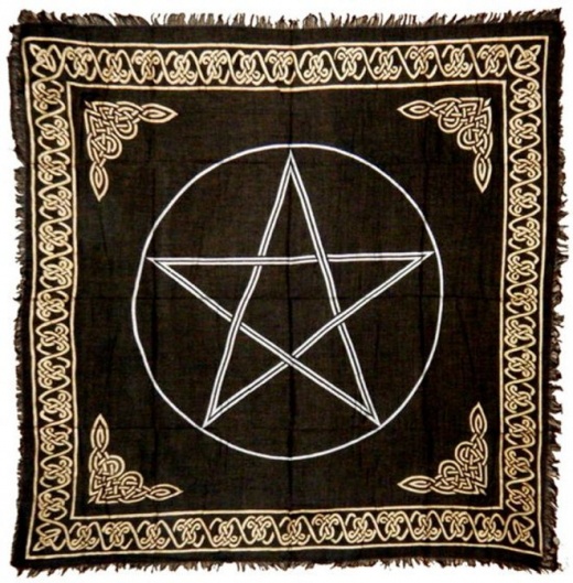 Black Pentagram Altar Cloth 36 X 36 Inches