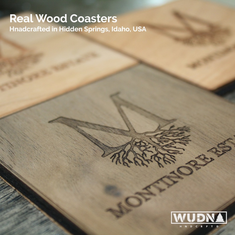 Wooden Coasters 4" (Full Moon In Mahogany) 4-Pack