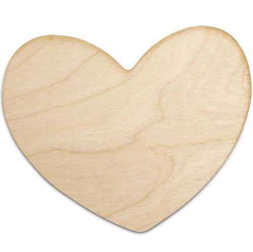 Heart Wooden Cutout, 5" x 5-½" x 1/8"