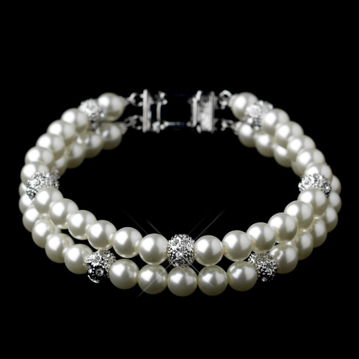 Ilver Diamond White Pearl & Pave Ball Bracelet