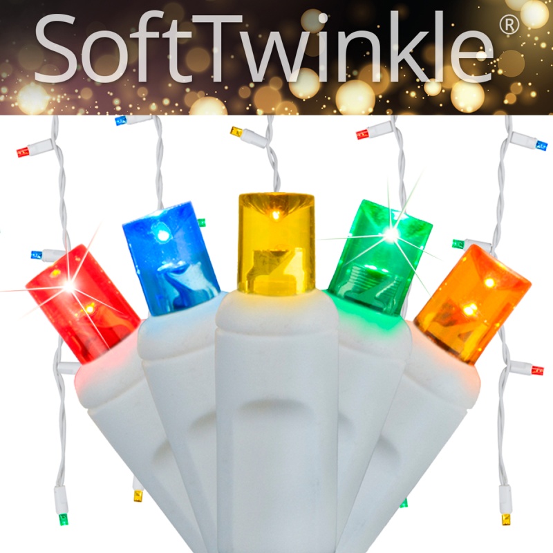 Multicolor 5Mm Led Softtwinkle® Icicle Lights On White Wire