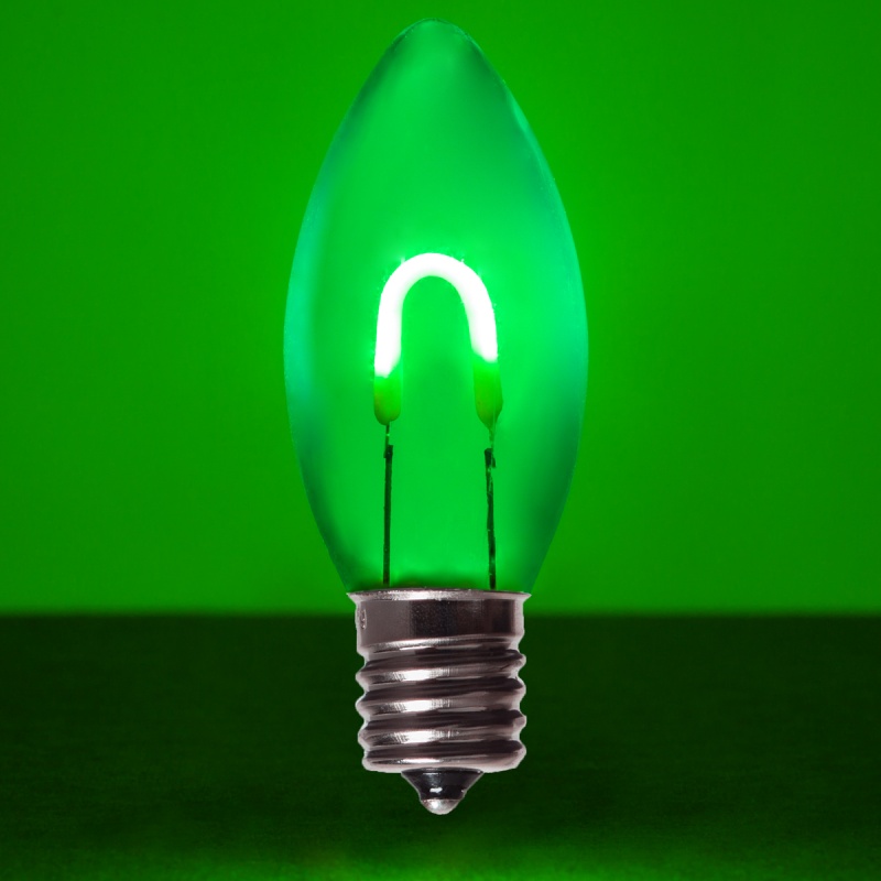 C9 Transparent Shatterproof Green Flexfilament® Led Bulbs
