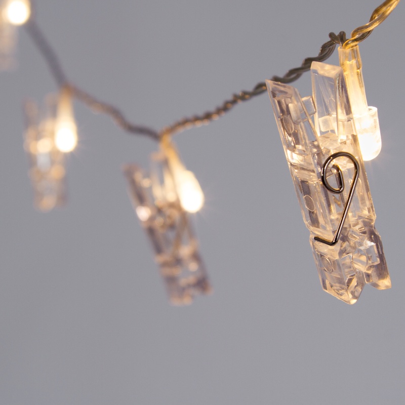 Led Clothes Pin String Lights, 10 Warm White Lights