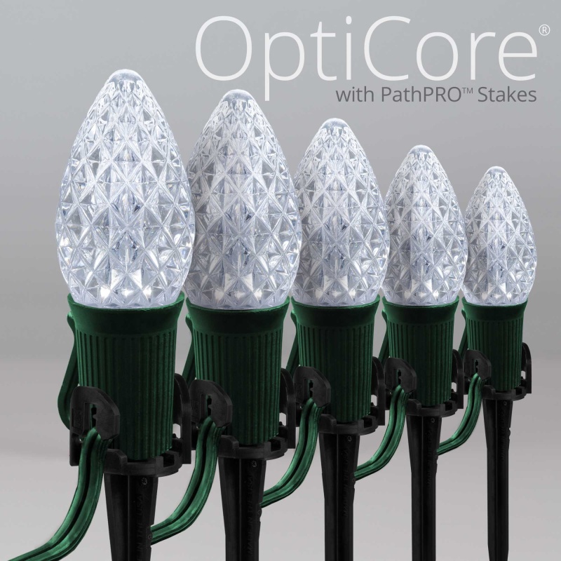 C7 Cool White Opticore® Christmas Pathway Lights, 5" Pathpro Tm Stakes