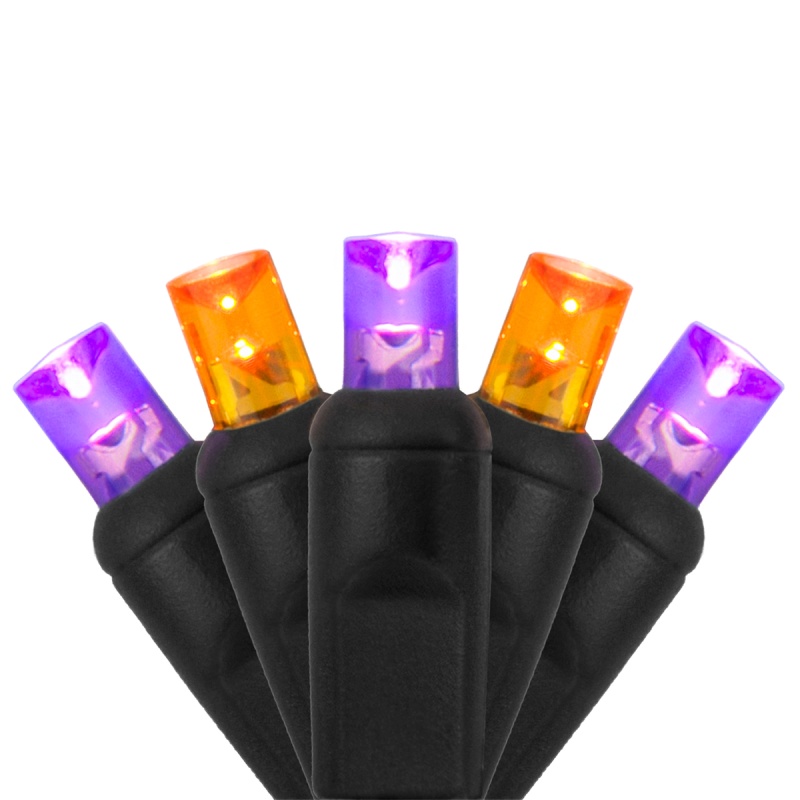 5Mm Wide Angle Orange, Purple Led Christmas Lights On Black Wire