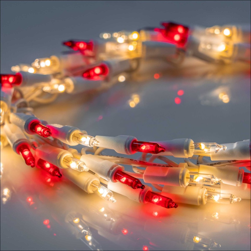 18' Garland Lights, 600 Red/Warm White Led Lights, White Wire