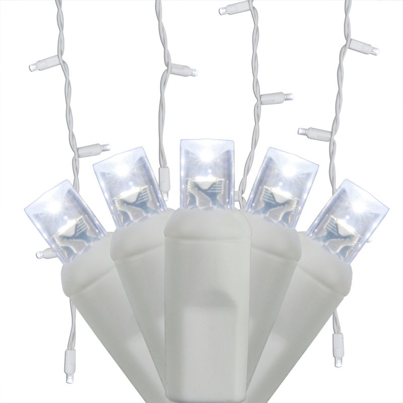 Cool White 5Mm Led Icicle Lights On White Wire