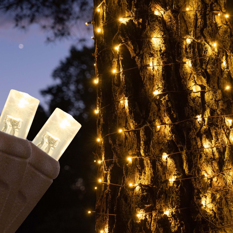Warm White 5mm LED Christmas Trunk Wrap Lights on Brown Wire