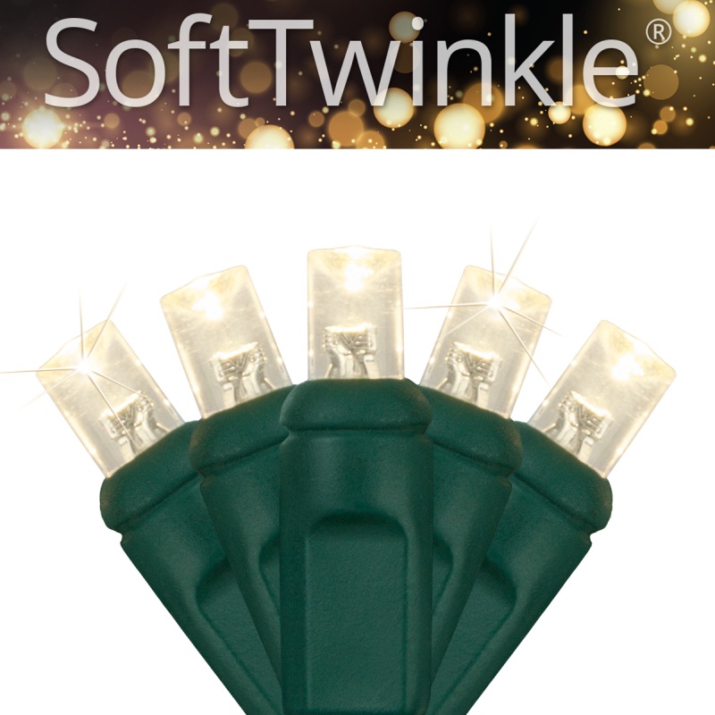 5Mm Softtwinkle® Wide Angle Warm White Led Christmas Lights On Green Wire
