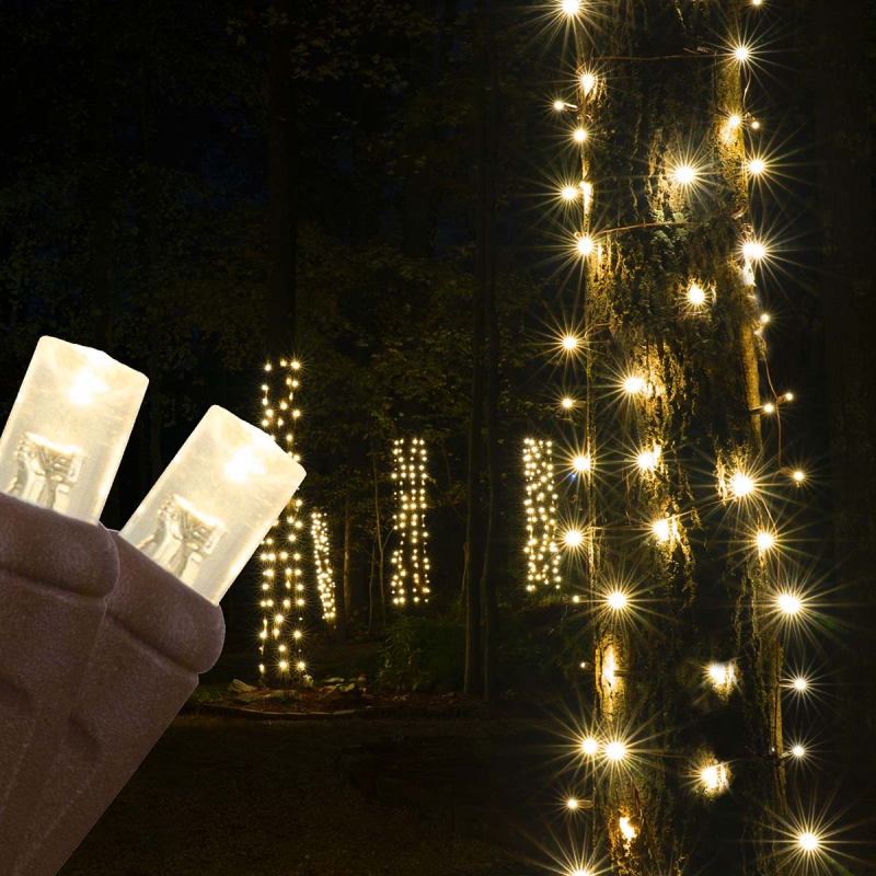 Warm White Stretchnet Pro® 5Mm Led Trunk Wrap Lights On Brown Wire