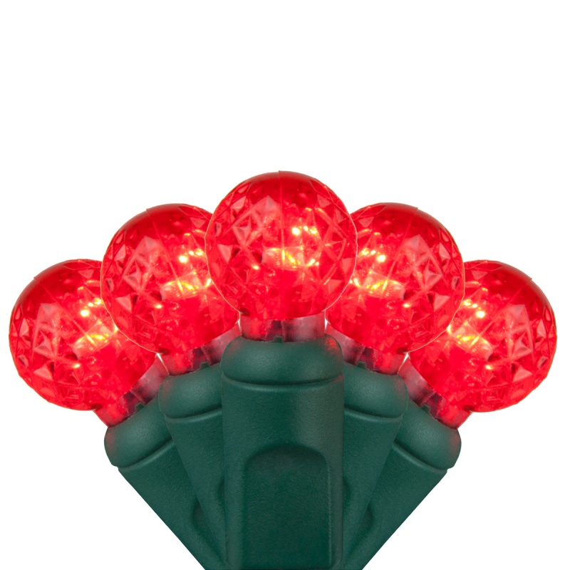 G12 Razzberry Red LED Christmas Lights on Green Wire