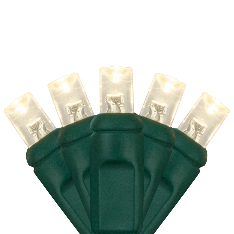 5Mm Wide Angle Warm White Led Christmas Lights On Green Wire