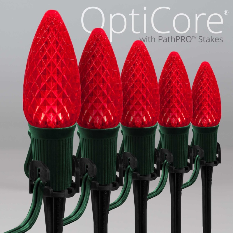 C9 Red Opticore® Christmas Pathway Lights, 5" Pathpro Tm Stakes