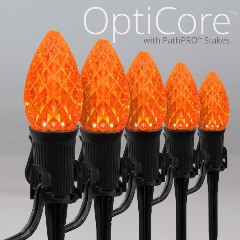C7 Amber Opticore® Halloween Pathway Lights, 5" Pathpro Tm Stakes
