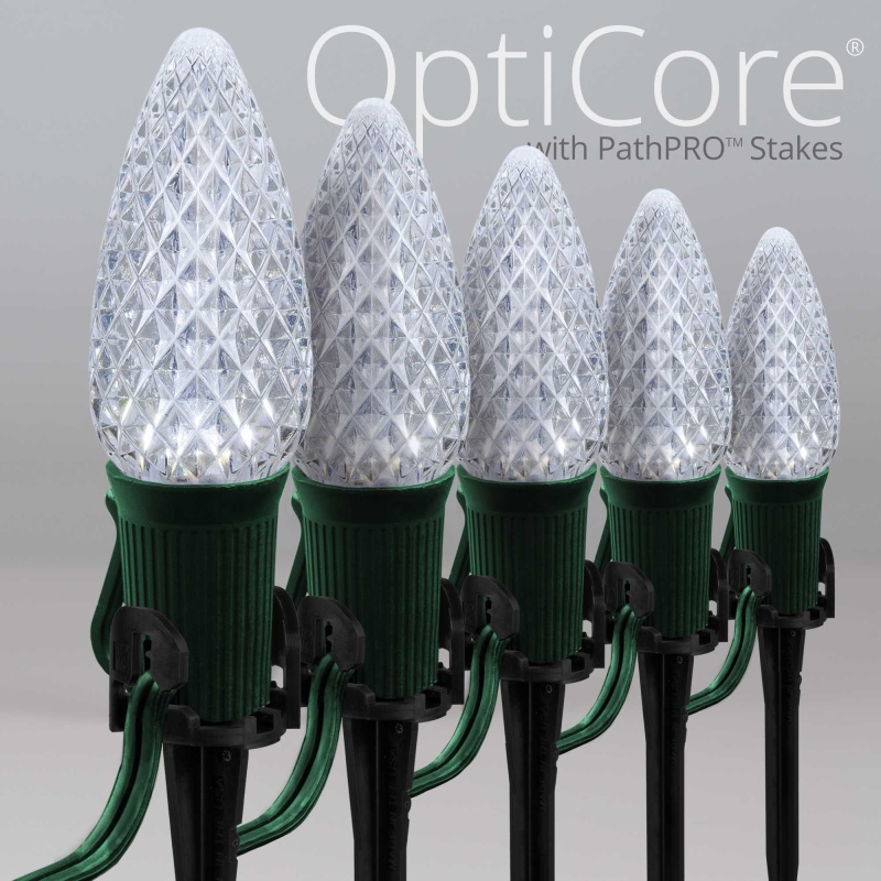C9 Cool White OptiCore® Christmas Pathway Lights, 5" PathPRO Light Stakes